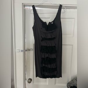 J. Crew Grey/ Black Ruffle Mini Dress